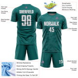 Custom Teal White-Gray Curve Lines Sublimation Soccer Uniform Jersey