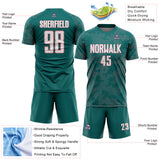 Custom Teal White-Medium Pink Curve Lines Sublimation Soccer Uniform Jersey