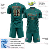 Custom Teal Brown-Cream Curve Lines Sublimation Soccer Uniform Jersey