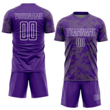 Custom Purple Neon Green-White Curve Lines Sublimation Soccer Uniform Jersey