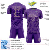 Custom Purple-Cream Curve Lines Sublimation Soccer Uniform Jersey
