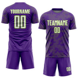 Custom Purple White-Neon Green Curve Lines Sublimation Soccer Uniform Jersey