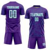 Custom Purple White-Aqua Curve Lines Sublimation Soccer Uniform Jersey