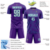 Custom Purple White-Aqua Curve Lines Sublimation Soccer Uniform Jersey