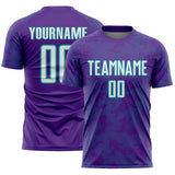 Custom Purple White-Aqua Curve Lines Sublimation Soccer Uniform Jersey
