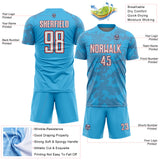 Custom Sky Blue White-Red Curve Lines Sublimation Soccer Uniform Jersey