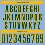 Custom Light Blue Green-Gold Curve Lines Sublimation Soccer Uniform Jersey