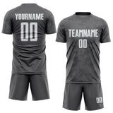 Custom Steel Gray White-Gray Curve Lines Sublimation Soccer Uniform Jersey