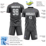 Custom Steel Gray White-Gray Curve Lines Sublimation Soccer Uniform Jersey