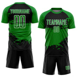 Custom Grass Green Black-White Splash Color Block Sublimation Soccer Uniform Jersey