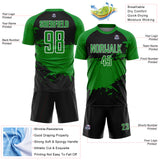 Custom Grass Green Black-White Splash Color Block Sublimation Soccer Uniform Jersey