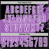 Custom Medium Purple Black-White Splash Color Block Sublimation Soccer Uniform Jersey