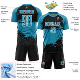 Custom Panther Blue Black-White Splash Color Block Sublimation Soccer Uniform Jersey