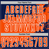 Custom Orange Navy-White Splash Color Block Sublimation Soccer Uniform Jersey