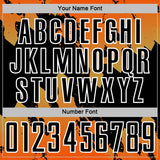 Custom Orange Black Old Gold-White Gradient Splash Sublimation Soccer Uniform Jersey