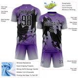 Custom Purple Black Gray-White Gradient Splash Sublimation Soccer Uniform Jersey