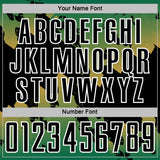 Custom Kelly Green Black Old Gold-White Gradient Splash Sublimation Soccer Uniform Jersey