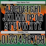 Custom Kelly Green Black Orange-White Gradient Splash Sublimation Soccer Uniform Jersey