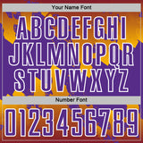 Custom Crimson Purple Gold-White Gradient Splash Sublimation Soccer Uniform Jersey