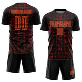 Custom Black Red-Old Gold Digital Geometric Fragment Speckles Sublimation Soccer Uniform Jersey