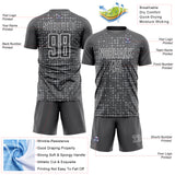 Custom Steel Gray Gray-White Digital Geometric Fragment Speckles Sublimation Soccer Uniform Jersey