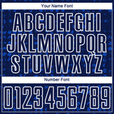Custom Navy Thunder Blue-White Digital Geometric Fragment Speckles Sublimation Soccer Uniform Jersey