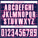 Custom Navy White-Pink Digital Geometric Fragment Speckles Sublimation Soccer Uniform Jersey