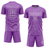Custom Medium Purple White-Light Purple Digital Geometric Fragment Speckles Sublimation Soccer Uniform Jersey