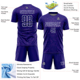 Custom Dark Purple White-Purple Digital Geometric Fragment Speckles Sublimation Soccer Uniform Jersey