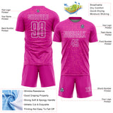 Custom Deep Pink White-Pink Digital Geometric Fragment Speckles Sublimation Soccer Uniform Jersey