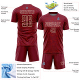 Custom Crimson Cream-Red Digital Geometric Fragment Speckles Sublimation Soccer Uniform Jersey