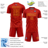 Custom Red Gold-Orange Digital Geometric Fragment Speckles Sublimation Soccer Uniform Jersey