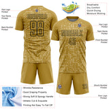 Custom Old Gold Black-Cream Digital Geometric Fragment Speckles Sublimation Soccer Uniform Jersey