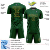 Custom Green Old Gold-Kelly Green Digital Geometric Fragment Speckles Sublimation Soccer Uniform Jersey