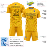 Custom Gold Black-Light Yellow Digital Geometric Fragment Speckles Sublimation Soccer Uniform Jersey