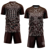Custom Brown White Digital Geometric Fragment Speckles Sublimation Soccer Uniform Jersey