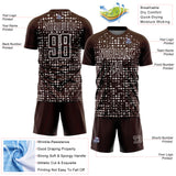 Custom Brown White Digital Geometric Fragment Speckles Sublimation Soccer Uniform Jersey
