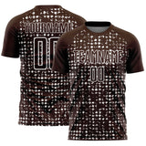 Custom Brown White Digital Geometric Fragment Speckles Sublimation Soccer Uniform Jersey