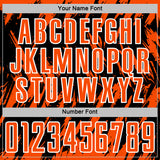 Custom Black Orange-White Splatter Torn Sharp Brush Stroke Sublimation Soccer Uniform Jersey
