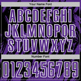 Custom Black Purple-White Splatter Torn Sharp Brush Stroke Sublimation Soccer Uniform Jersey