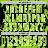 Custom Black Neon Green-White Splatter Torn Sharp Brush Stroke Sublimation Soccer Uniform Jersey