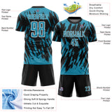 Custom Black Panther Blue-White Splatter Torn Sharp Brush Stroke Sublimation Soccer Uniform Jersey