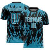 Custom Black Panther Blue-White Splatter Torn Sharp Brush Stroke Sublimation Soccer Uniform Jersey
