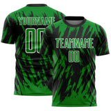 Custom Black Grass Green-White Splatter Torn Sharp Brush Stroke Sublimation Soccer Uniform Jersey