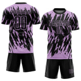Custom Black-Light Purple Splatter Torn Sharp Brush Stroke Sublimation Soccer Uniform Jersey