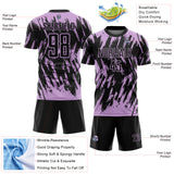 Custom Black-Light Purple Splatter Torn Sharp Brush Stroke Sublimation Soccer Uniform Jersey