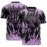 Custom Black-Light Purple Splatter Torn Sharp Brush Stroke Sublimation Soccer Uniform Jersey