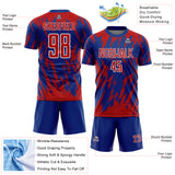 Custom Royal Red-White Splatter Torn Sharp Brush Stroke Sublimation Soccer Uniform Jersey