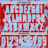 Custom Red Light Blue-White Splatter Torn Sharp Brush Stroke Sublimation Soccer Uniform Jersey