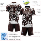 Custom Brown-White Splatter Torn Sharp Brush Stroke Sublimation Soccer Uniform Jersey